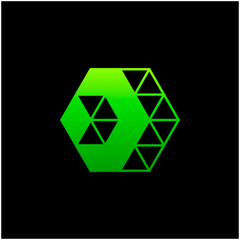 GO Arrow hexagon abstract logo design with concept negative space. Speed icon. Delivery icon. Web, Digital, Marketing, Network icon. construction concept. -vector