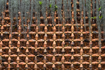 The texture of a lots clay pots