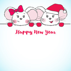 Chinese New Year banner with cute Mouse.