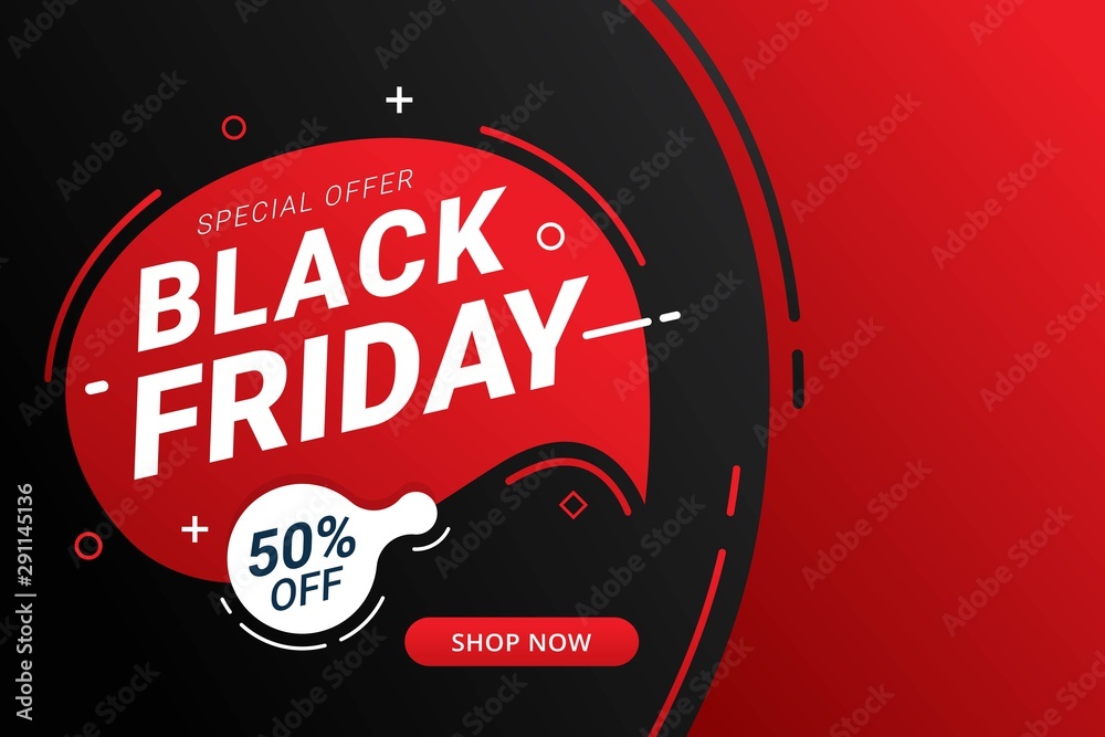 Wall mural Black Friday sale banner template for business promotion vector illustration