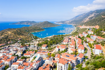 Aeral view of the beautiful town Kaş in Antalya