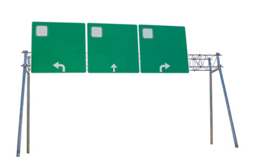 Obraz premium Blank Green Road Sign Isolated on White background with clipping path