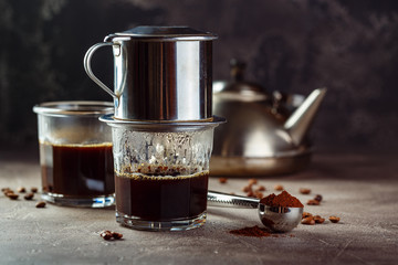 Coffee dripping in vietnamese style