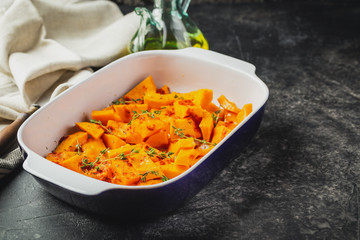 Roasted pumpkin slices with thyme