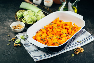 Roasted pumpkin slices with thyme