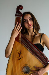 girl woman bandura musical instrument