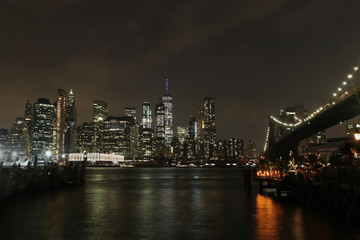 Naklejka na ściany i meble Late night lower Manhattan skyline