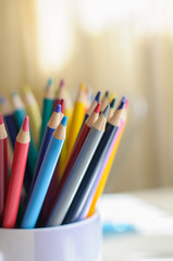 group of bright color pencils for drawing