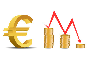 The Euro decline, illustration 3D