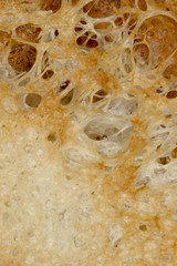 The structure of the French baguette croutons, close-up