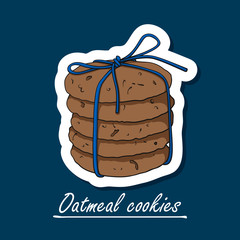 Hand-drawn oatmeal cookies. Colorfull illustration of sweets.