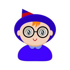 Abstract flat icon of a witch, sorcerer.Vector illustration.