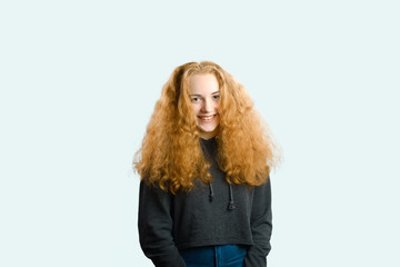 portrait happy young woman isolated