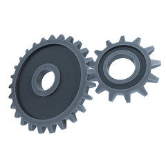 Gears. Mechanical technology machine engineering symbol. Industry development, engine work, business solution concept. 3d render illustration isolated on white background