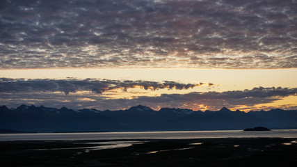Fototapeta premium Sunset view in Glacier Bay, Alaska