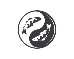 yin yang koi fish  vector icon illustration
