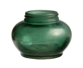 Glass jar vintage preserving chinese food packaging (with clipping path) isolated on white background