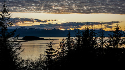 Sunset view in Glacier Bay, Alaska