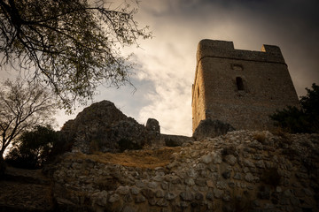 Castle of Zahara de la Sierra at sunset, province of Cadiz, Andalusia, Spain
