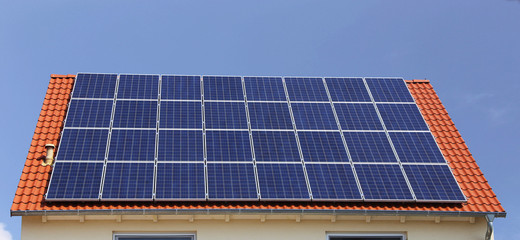 Roof with solar panels (photovoltaics)