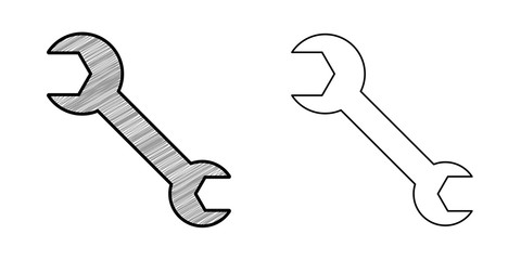 wrench icon design vector with texture. editable outline for other style
