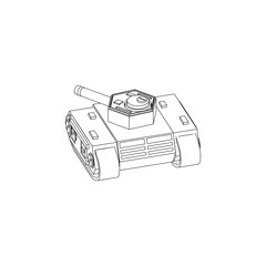 Isometric Sci Fi Tank Isolated line art images for coloring book or sketch references