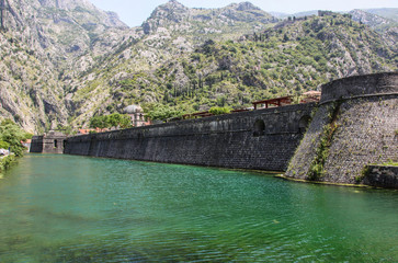 Fototapeta premium Old fortress of Kotor, Kampana Tower and wall in Kotor, Montenegro