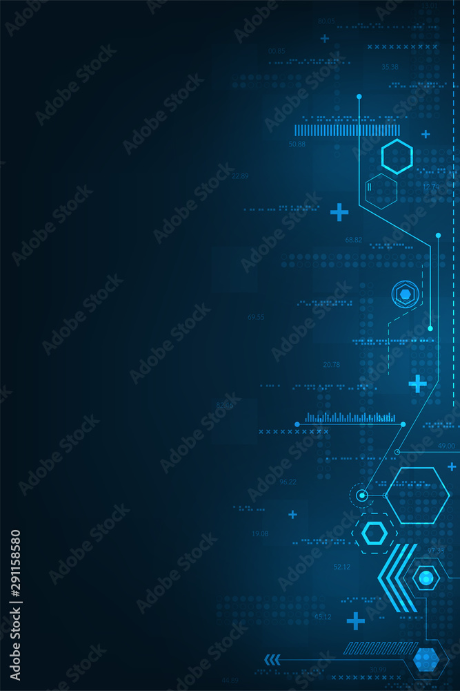 Poster Technological background with different data calculations.