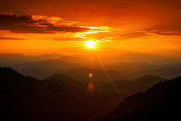 Majestic mountains landscape in sunset sky with clouds , Chiang mai , Thailand