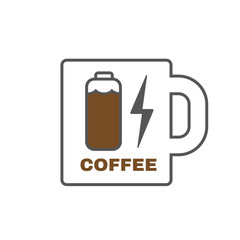 Energy cup of coffee. Charger drink. Coffee battery. Vector illustration