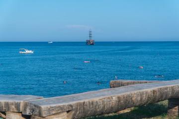 ship sailing in the mediterranean sea.