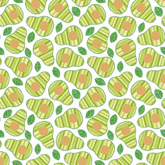 Vector seamless background with avocado fruit slices