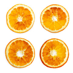 Set of slice of dried orange isolated on white