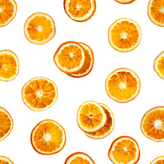 Seamless pattern with slices of dried orange