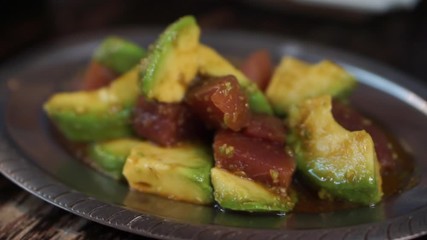 Japanese izakaya tuna avocadp appetizer