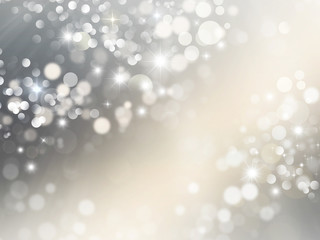 Elegant silver and white glitter, sparkle background with stars