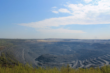 Open pit iron ore mining. Добыча железной руды открытым способом