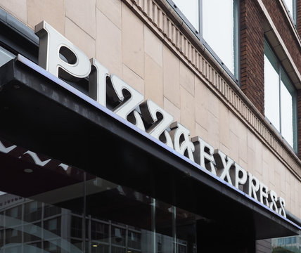 LONDON - SEP 2019: Pizza Express restaurant storefront