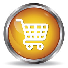 E-commerce icon orange glossy round button