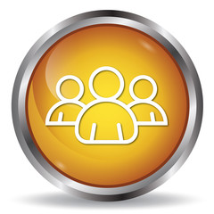Group icon orange glossy round button