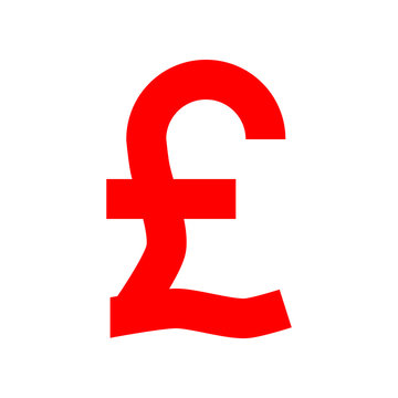 Pound currency sign symbol - red simple, isolated - vector