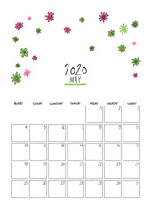 May 2020 doodle wall calendar.