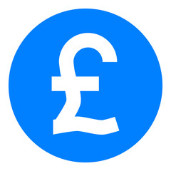 Pound currency sign symbol - blue simple inside of circle, isolated - vector