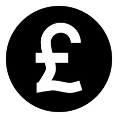 Pound currency sign symbol - black simple inside of circle, isolated - vector