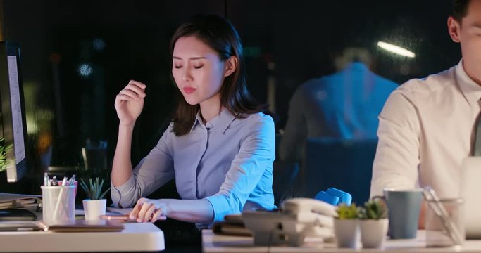 businesswoman overtime work