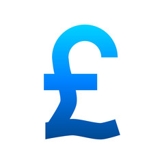 Obraz premium Pound currency sign symbol - blue simple gradient, isolated - vector