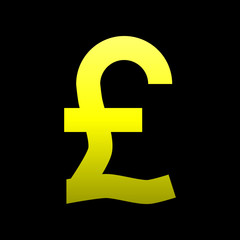 Pound currency sign symbol - yellow simple gradient, isolated - vector