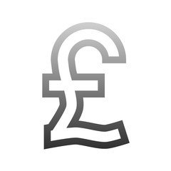 Pound currency sign symbol - gray-silver-metal simple gradient outline, isolated - vector