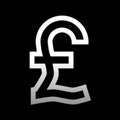 Pound currency sign symbol - white simple gradient outline, isolated - vector