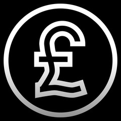 Pound currency sign symbol - white simple gradient outline inside of circle, isolated - vector